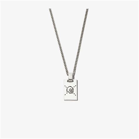 gucci.ghost necklace|Gucci Sterling Silver Gucci Ghost Dog Tag Necklace, 19.6.